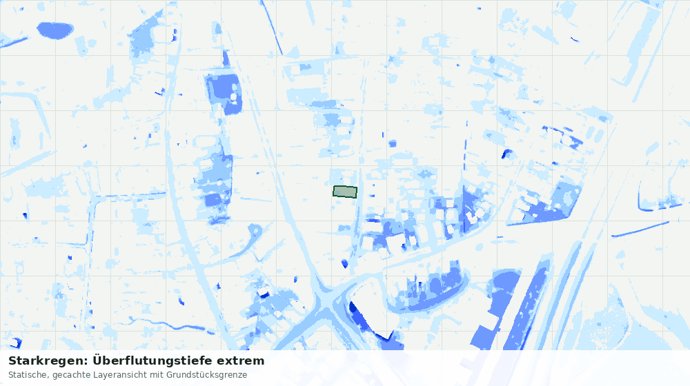 Statische Kartenansicht: Starkregen: Überflutungstiefe extrem