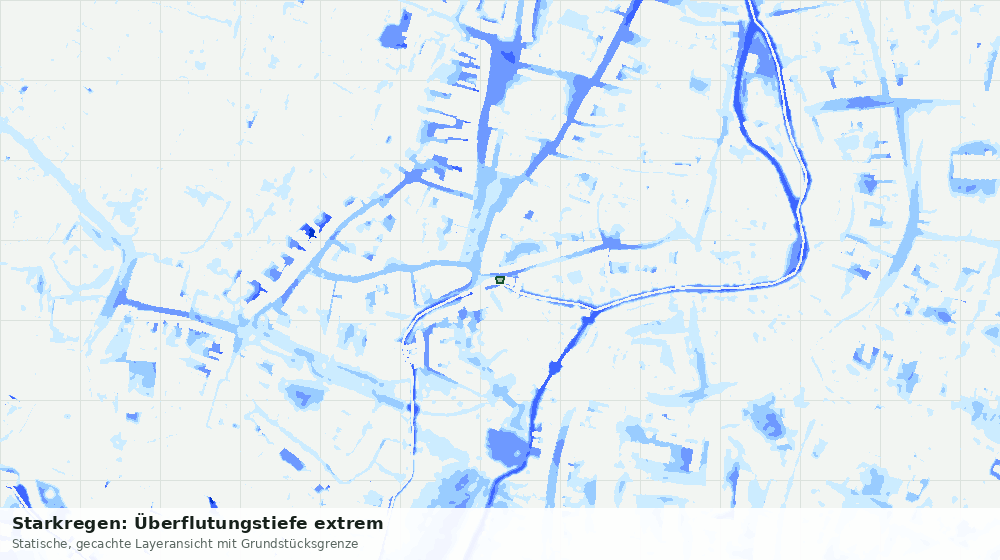 Statische Kartenansicht: Starkregen: Überflutungstiefe extrem