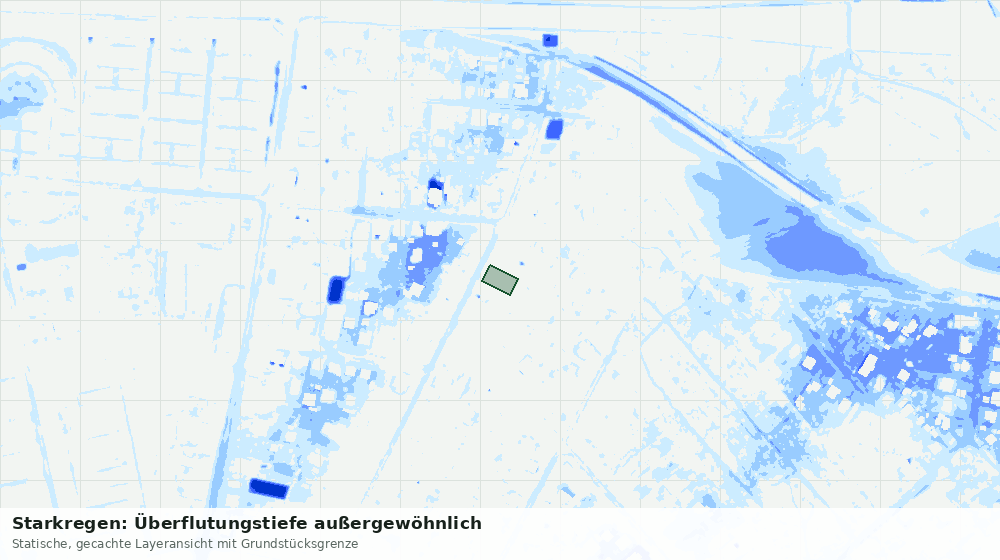 Statische Kartenansicht: Starkregen: Überflutungstiefe außergewöhnlich