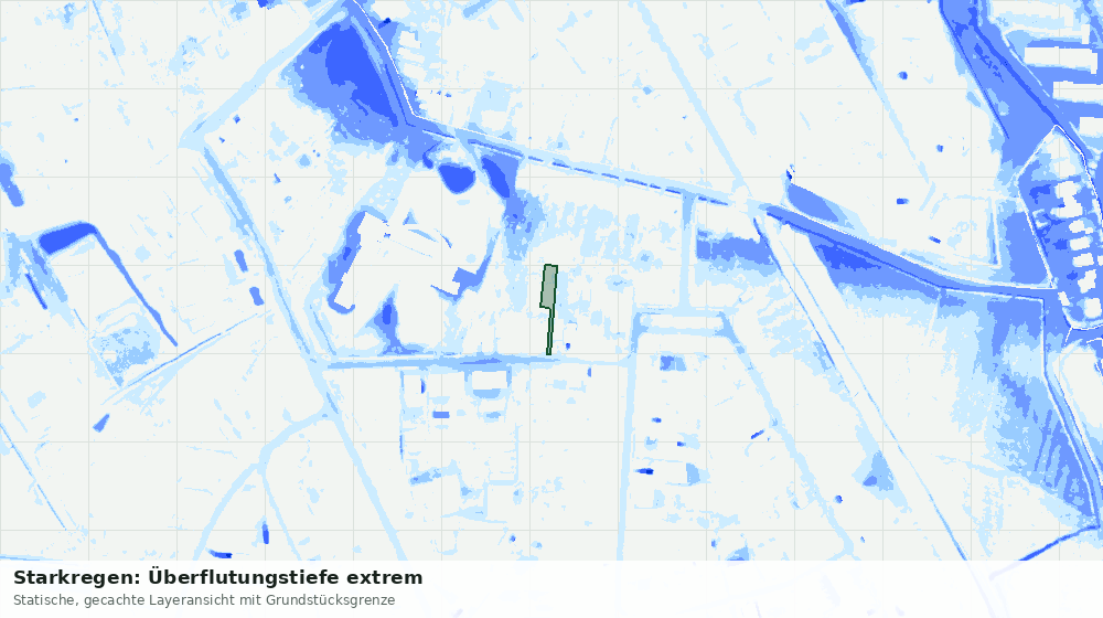 Statische Kartenansicht: Starkregen: Überflutungstiefe extrem