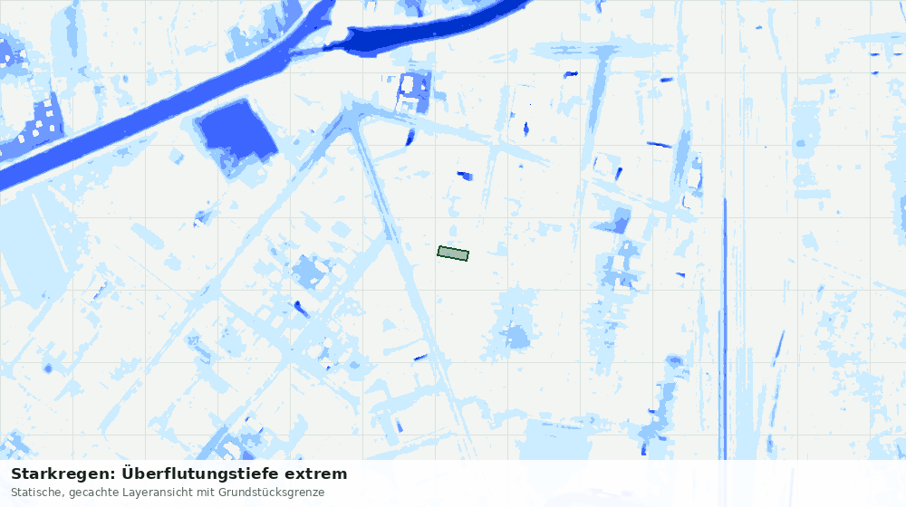 Statische Kartenansicht: Starkregen: Überflutungstiefe extrem