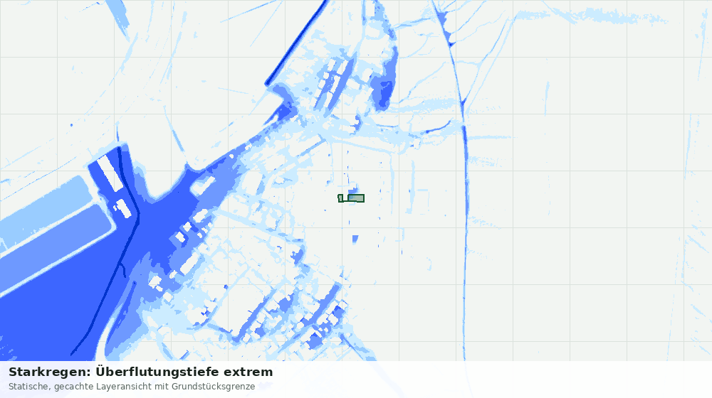 Statische Kartenansicht: Starkregen: Überflutungstiefe extrem