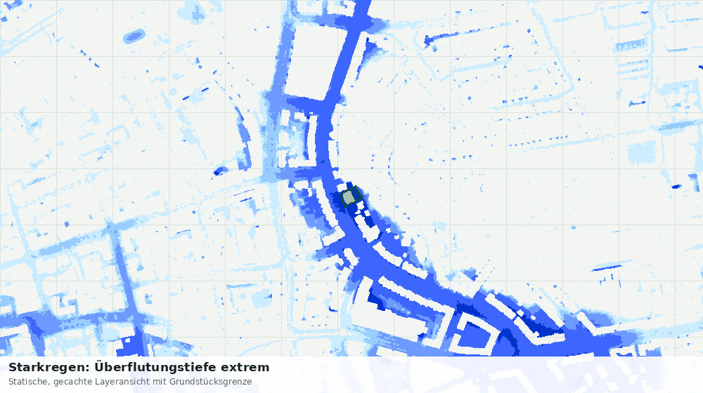 Statische Kartenansicht: Starkregen: Überflutungstiefe extrem