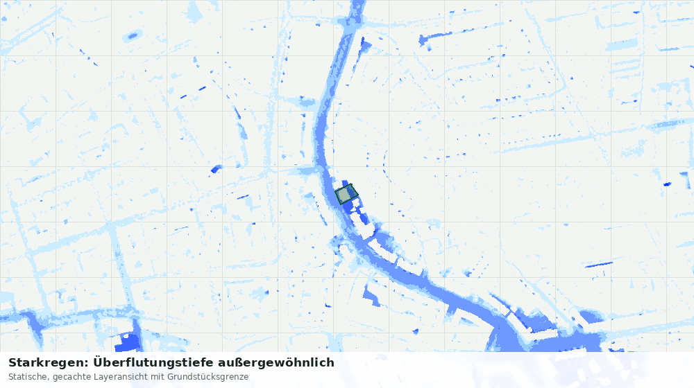 Statische Kartenansicht: Starkregen: Überflutungstiefe außergewöhnlich