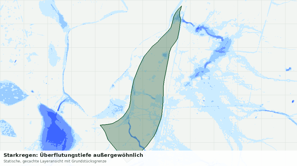 Statische Kartenansicht: Starkregen: Überflutungstiefe außergewöhnlich