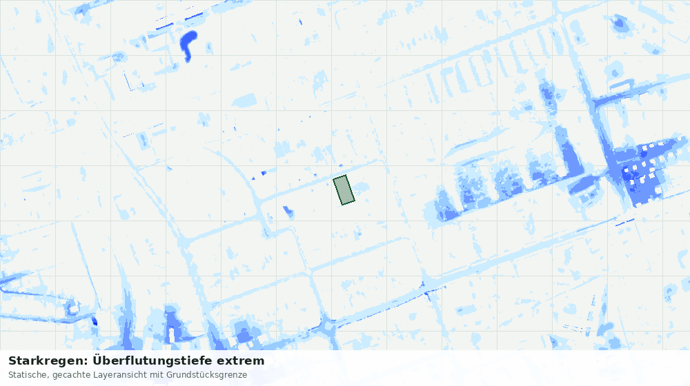 Statische Kartenansicht: Starkregen: Überflutungstiefe extrem