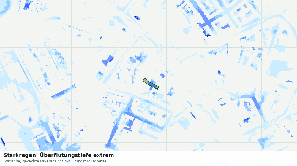 Statische Kartenansicht: Starkregen: Überflutungstiefe extrem