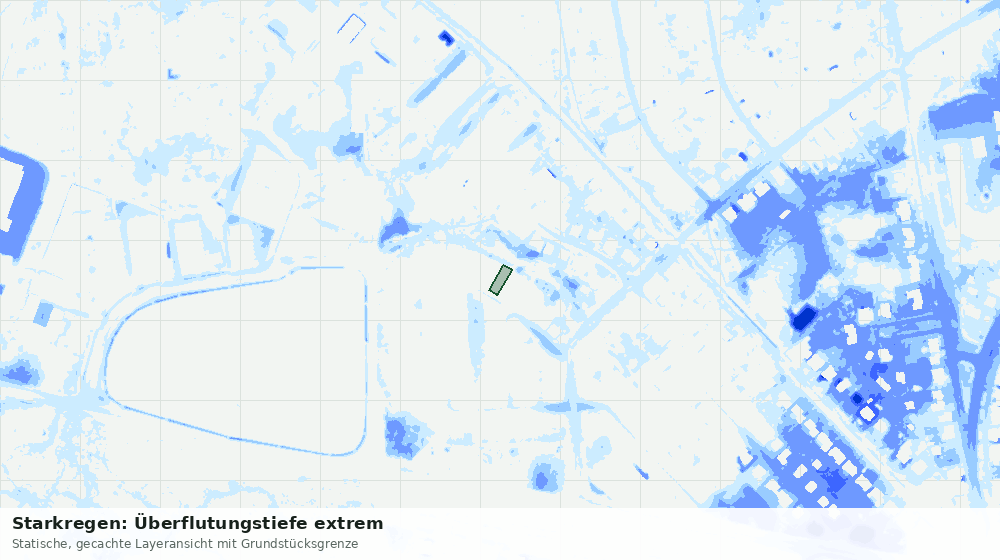Statische Kartenansicht: Starkregen: Überflutungstiefe extrem