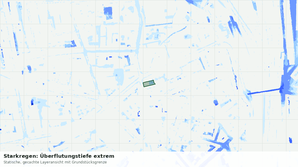 Statische Kartenansicht: Starkregen: Überflutungstiefe extrem