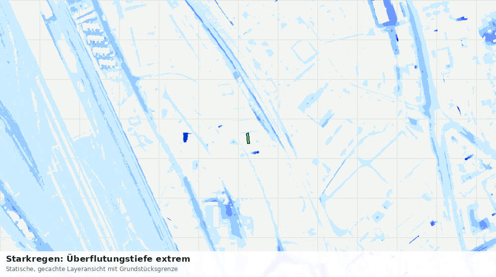 Statische Kartenansicht: Starkregen: Überflutungstiefe extrem