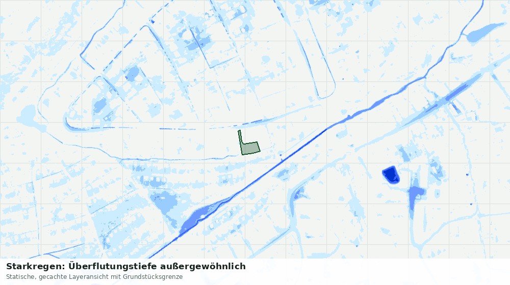 Statische Kartenansicht: Starkregen: Überflutungstiefe außergewöhnlich