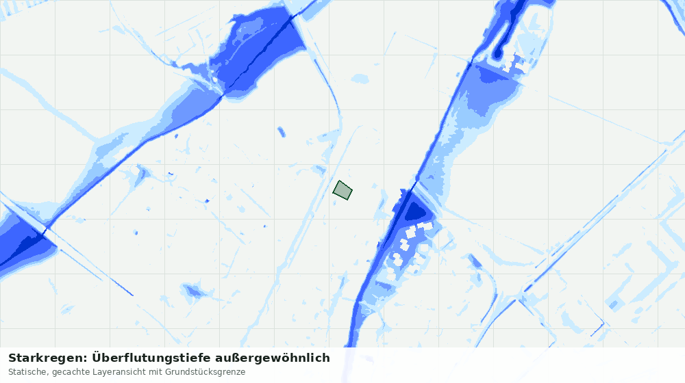 Statische Kartenansicht: Starkregen: Überflutungstiefe außergewöhnlich