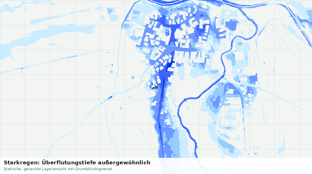 Statische Kartenansicht: Starkregen: Überflutungstiefe außergewöhnlich
