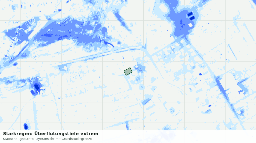 Statische Kartenansicht: Starkregen: Überflutungstiefe extrem