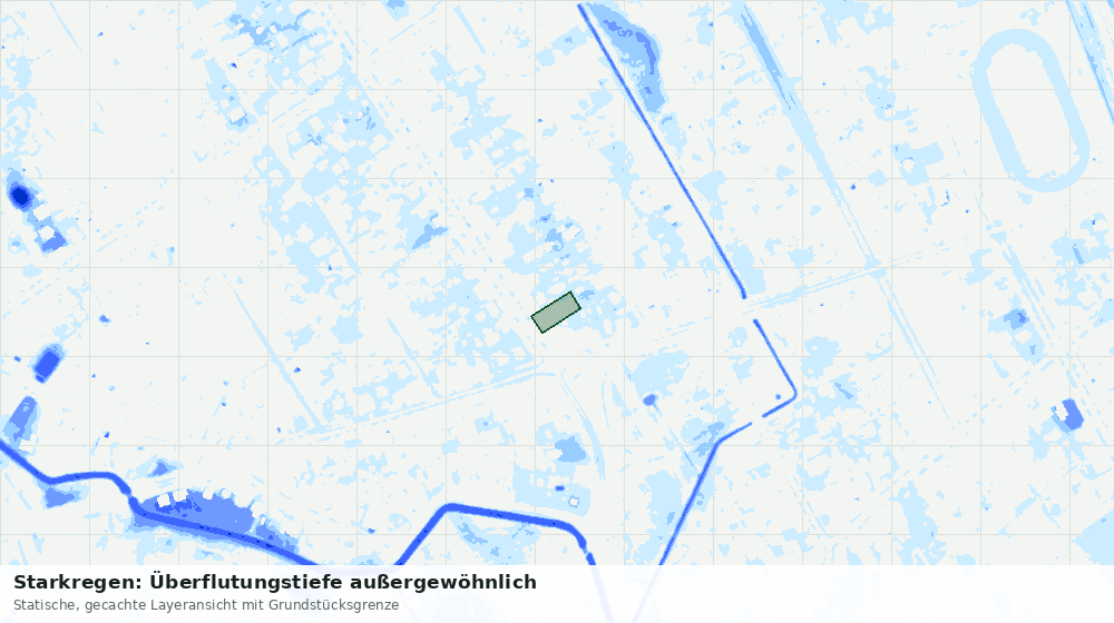 Statische Kartenansicht: Starkregen: Überflutungstiefe außergewöhnlich