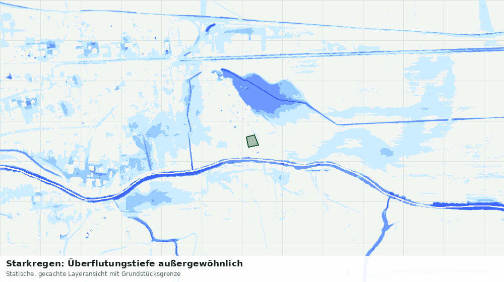 Statische Kartenansicht: Starkregen: Überflutungstiefe außergewöhnlich