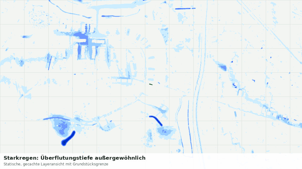 Statische Kartenansicht: Starkregen: Überflutungstiefe außergewöhnlich