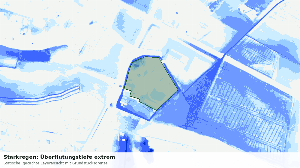 Statische Kartenansicht: Starkregen: Überflutungstiefe extrem