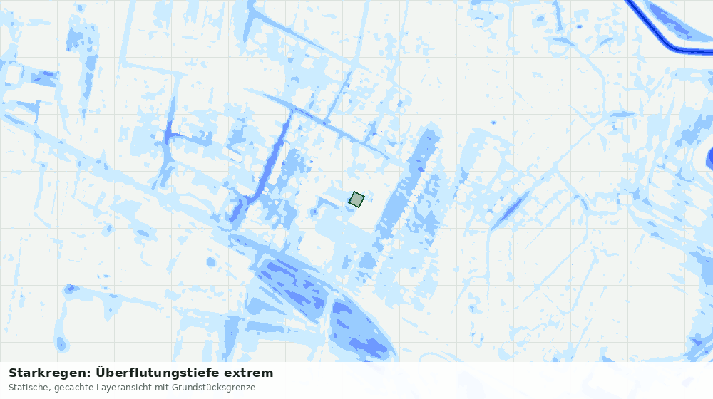 Statische Kartenansicht: Starkregen: Überflutungstiefe extrem