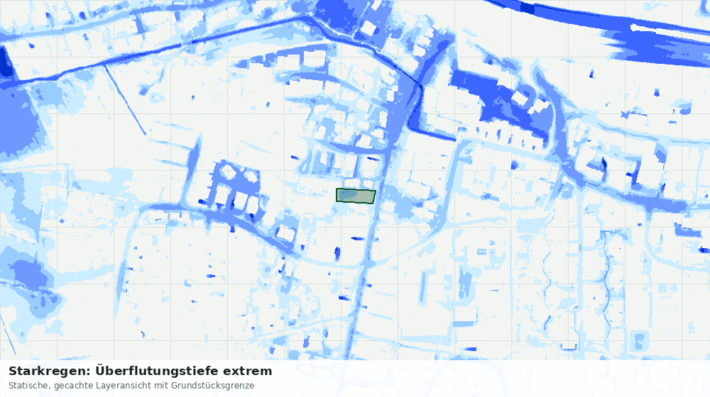 Statische Kartenansicht: Starkregen: Überflutungstiefe extrem