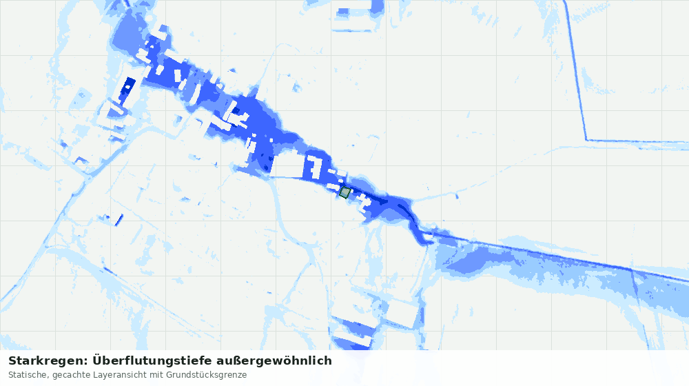 Statische Kartenansicht: Starkregen: Überflutungstiefe außergewöhnlich