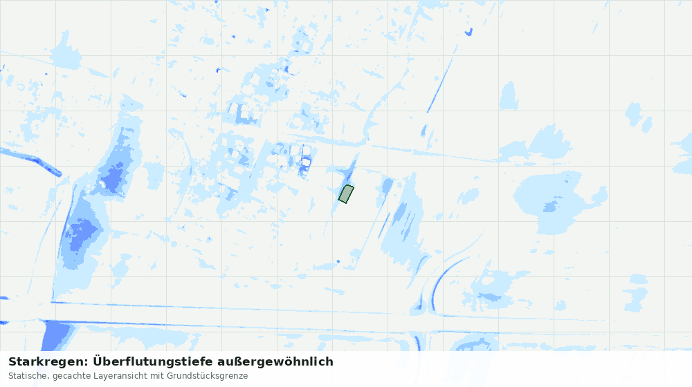 Statische Kartenansicht: Starkregen: Überflutungstiefe außergewöhnlich