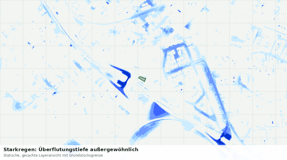 Statische Kartenansicht: Starkregen: Überflutungstiefe außergewöhnlich