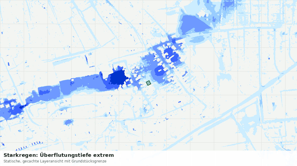 Statische Kartenansicht: Starkregen: Überflutungstiefe extrem