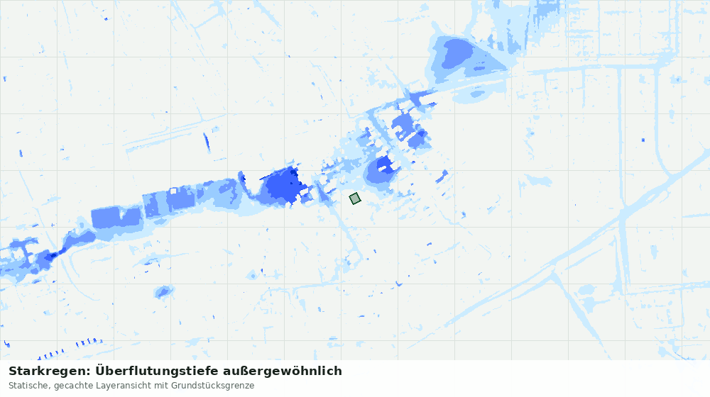 Statische Kartenansicht: Starkregen: Überflutungstiefe außergewöhnlich