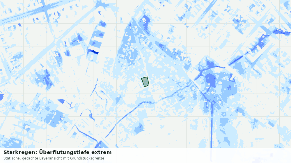 Statische Kartenansicht: Starkregen: Überflutungstiefe extrem