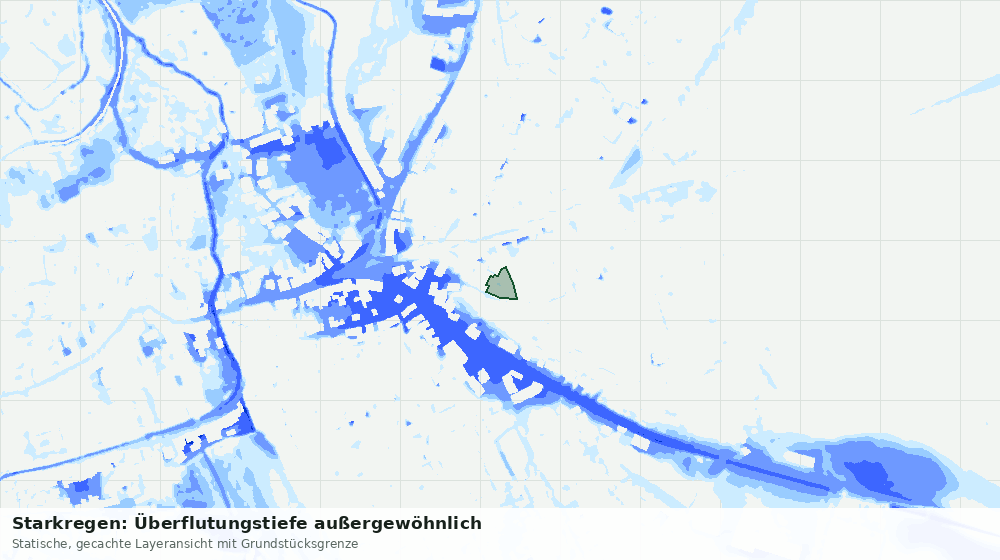 Statische Kartenansicht: Starkregen: Überflutungstiefe außergewöhnlich