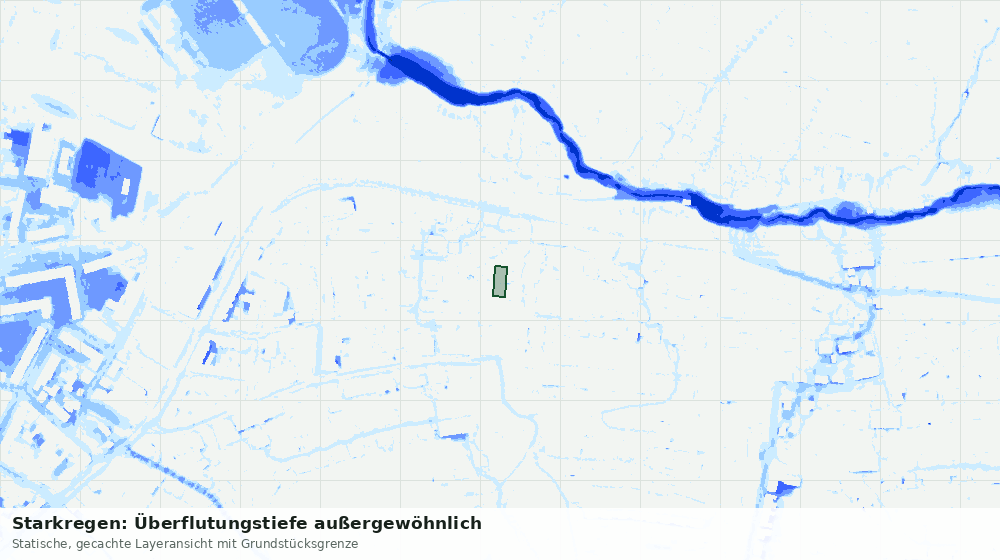 Statische Kartenansicht: Starkregen: Überflutungstiefe außergewöhnlich