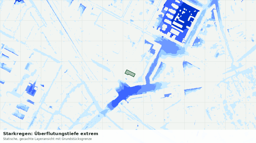 Statische Kartenansicht: Starkregen: Überflutungstiefe extrem