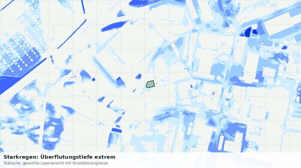 Statische Kartenansicht: Starkregen: Überflutungstiefe extrem