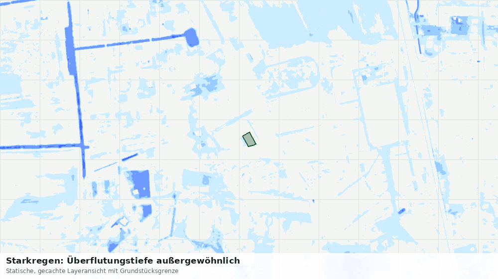 Statische Kartenansicht: Starkregen: Überflutungstiefe außergewöhnlich