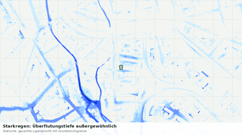 Statische Kartenansicht: Starkregen: Überflutungstiefe außergewöhnlich