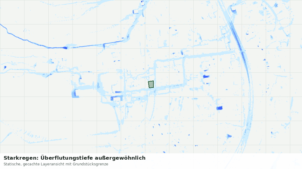 Statische Kartenansicht: Starkregen: Überflutungstiefe außergewöhnlich