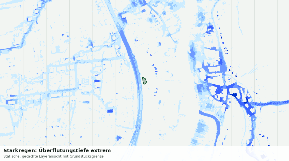 Statische Kartenansicht: Starkregen: Überflutungstiefe extrem