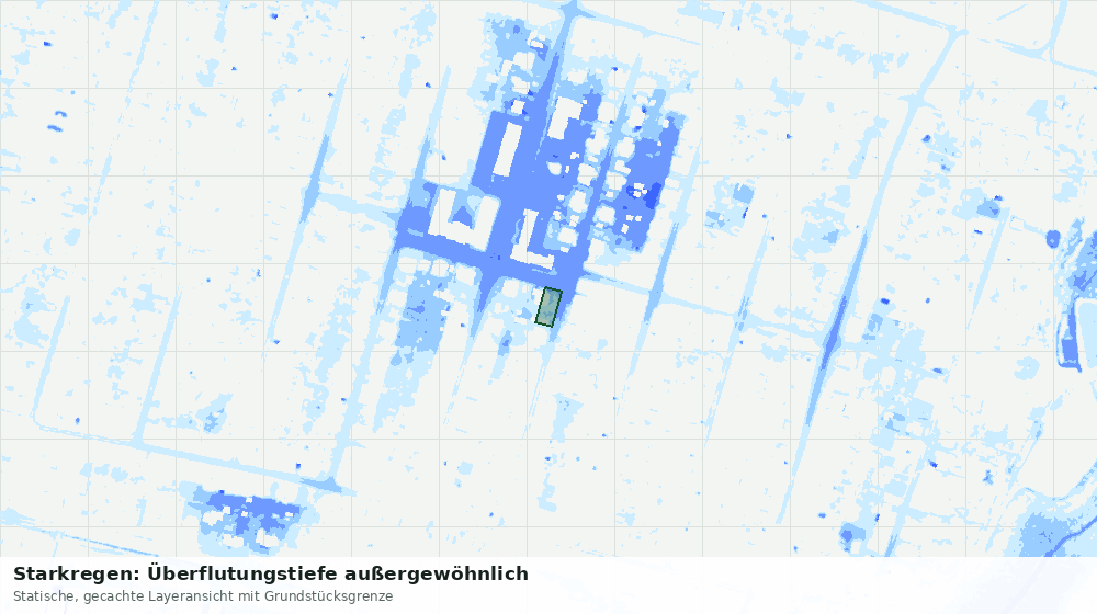 Statische Kartenansicht: Starkregen: Überflutungstiefe außergewöhnlich