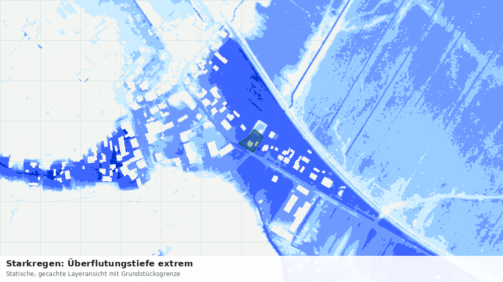 Statische Kartenansicht: Starkregen: Überflutungstiefe extrem