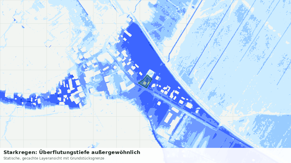 Statische Kartenansicht: Starkregen: Überflutungstiefe außergewöhnlich