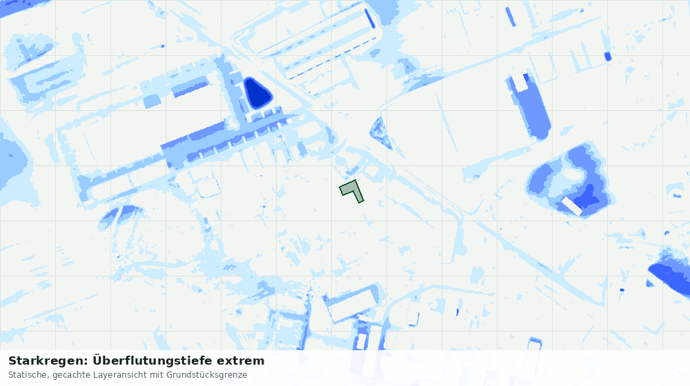 Statische Kartenansicht: Starkregen: Überflutungstiefe extrem