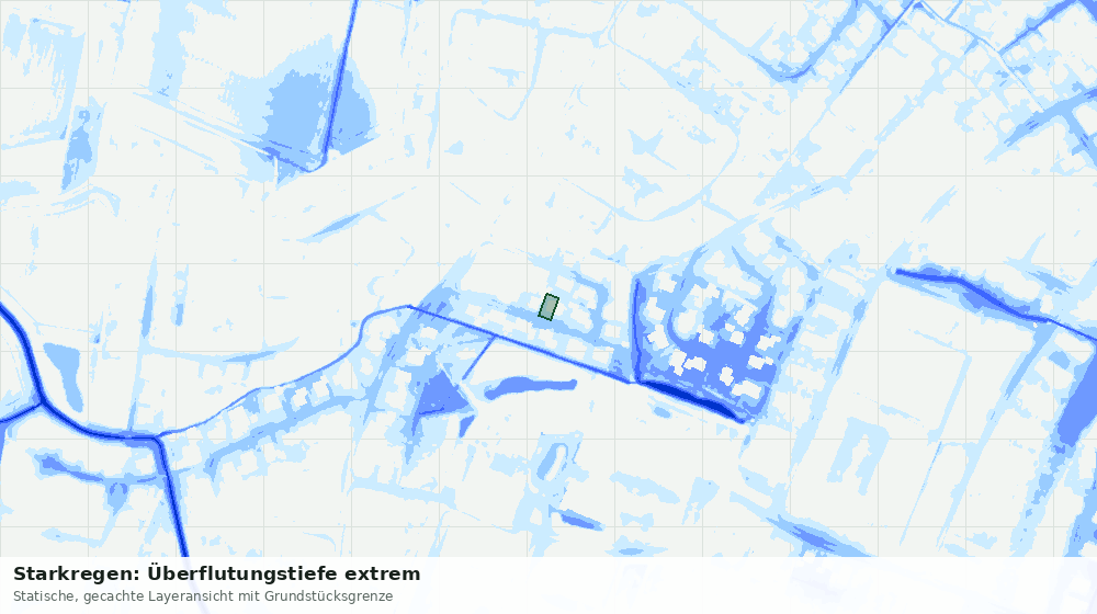 Statische Kartenansicht: Starkregen: Überflutungstiefe extrem