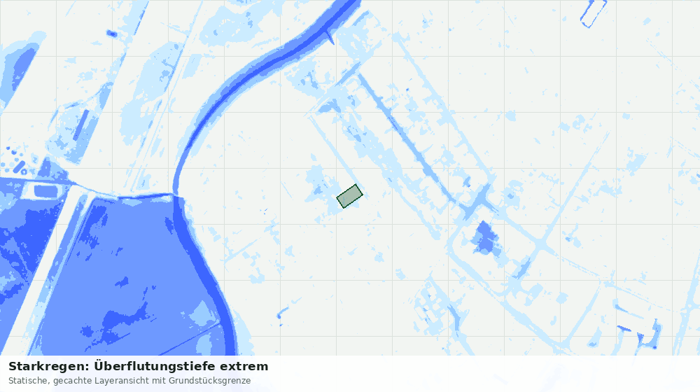Statische Kartenansicht: Starkregen: Überflutungstiefe extrem