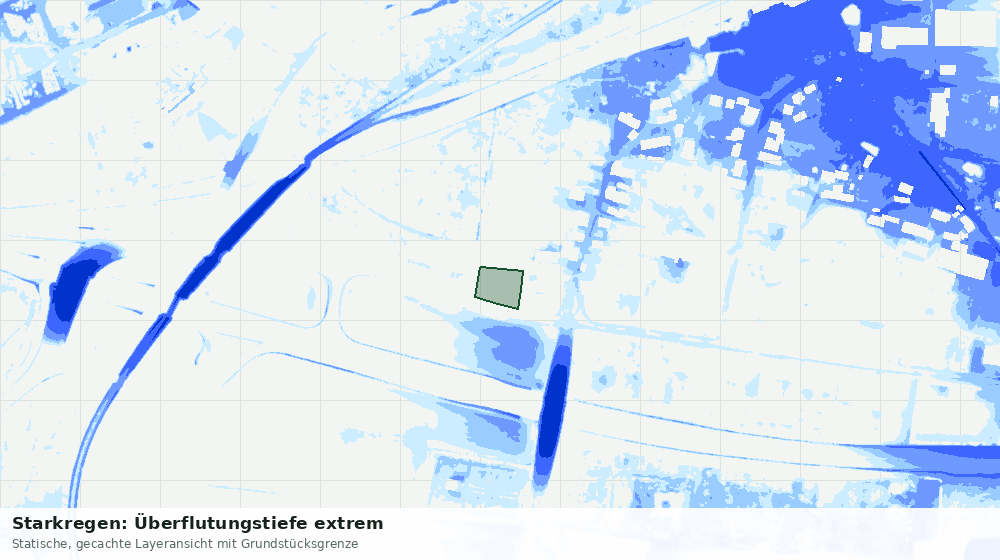 Statische Kartenansicht: Starkregen: Überflutungstiefe extrem
