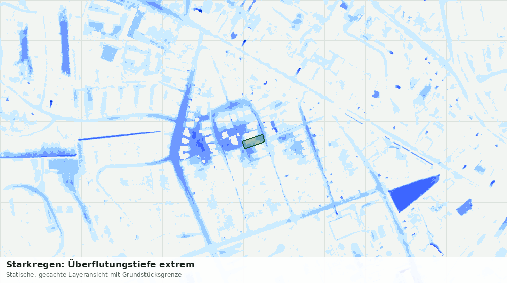 Statische Kartenansicht: Starkregen: Überflutungstiefe extrem