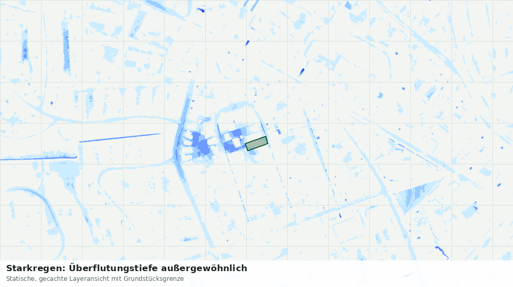 Statische Kartenansicht: Starkregen: Überflutungstiefe außergewöhnlich