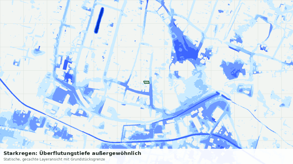 Statische Kartenansicht: Starkregen: Überflutungstiefe außergewöhnlich