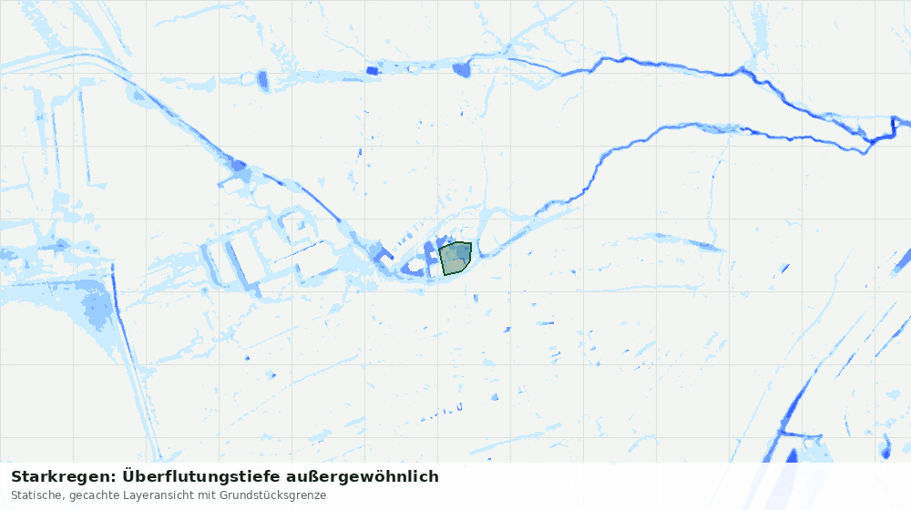 Statische Kartenansicht: Starkregen: Überflutungstiefe außergewöhnlich