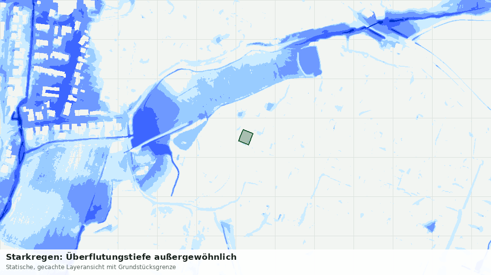Statische Kartenansicht: Starkregen: Überflutungstiefe außergewöhnlich